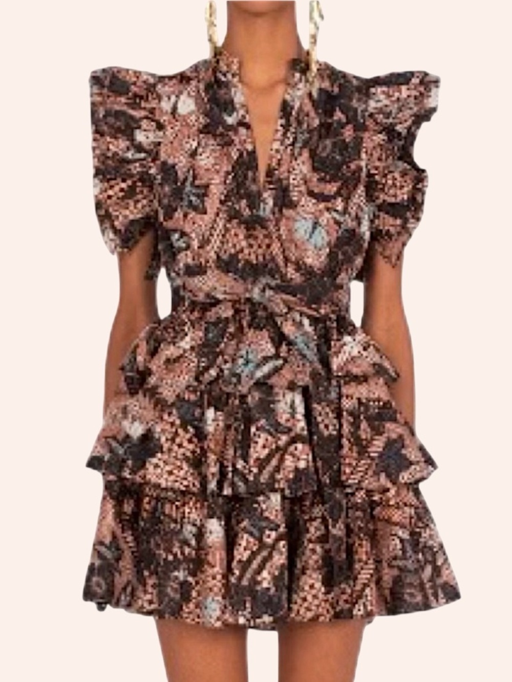 Ulla Johnson Honoria Tiered Cotton Poplin Mini Dress in Rosewood Batik Women’s 2